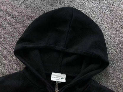 Lacoste Zip-Up Hooded Knit Sweatshirt