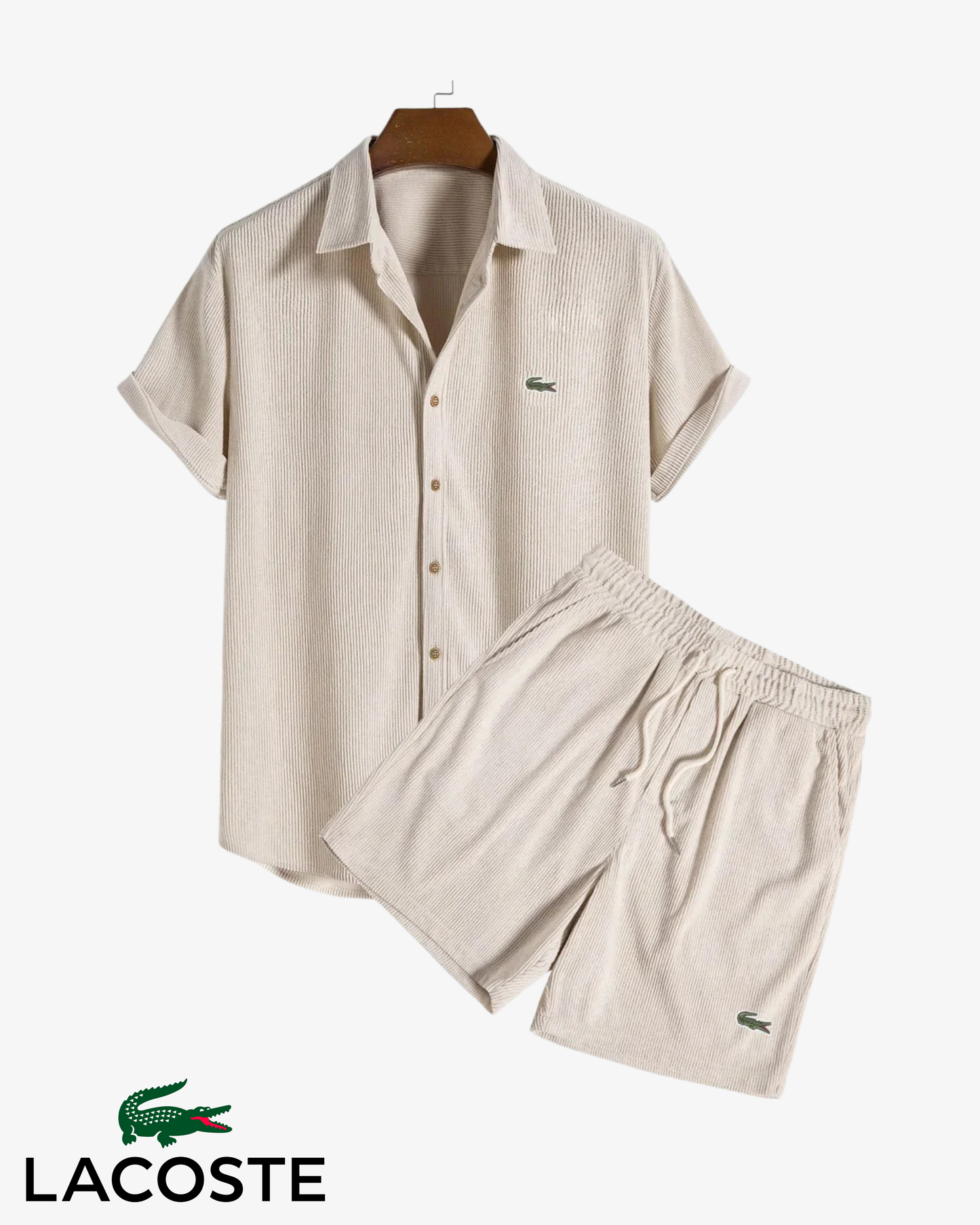 Lacoste Herr Premium Sommarset – Skjorta & Shorts | 2-delat Outfit